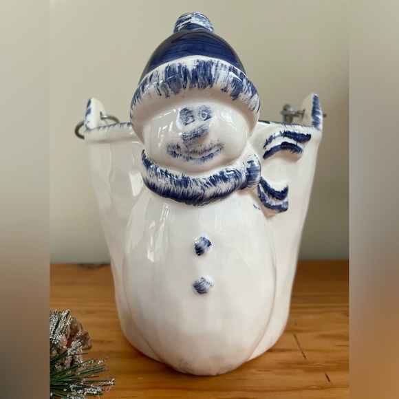 Maxcera Ceramic Snowman Bucket Pail - Picture 1 of 5